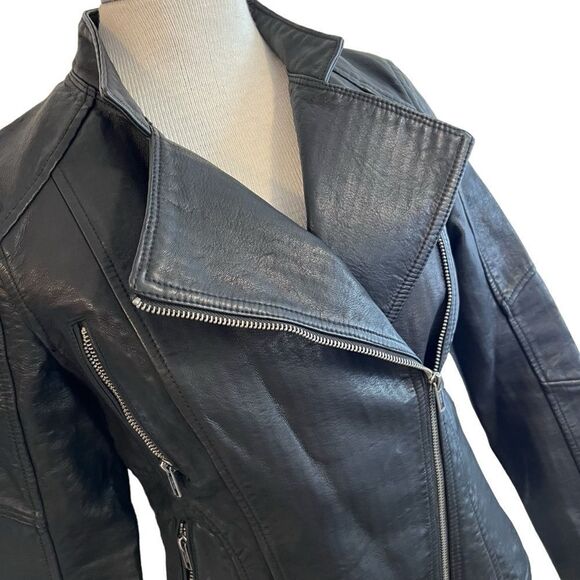 Blank NYC faux leather black Moto biker jacket size XS - Picture 2 of 16